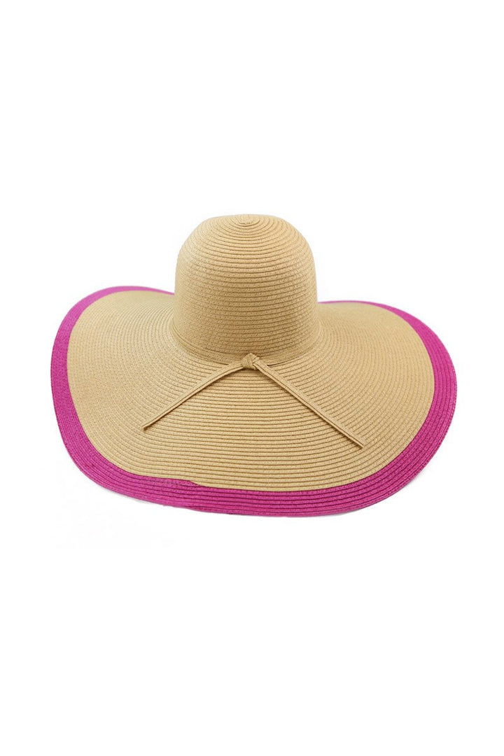 Sun Hat in Tan with Pink Rim