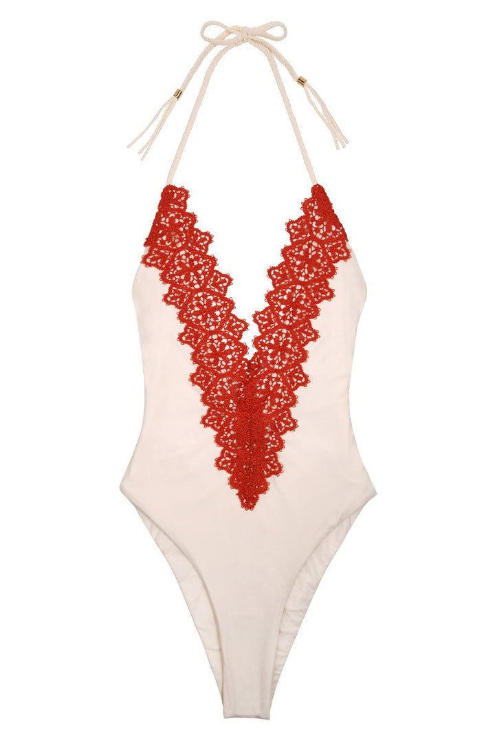 Planet Blue Blue Life Swimwear Mirage Halter One Piece Swimsuit in White Sands