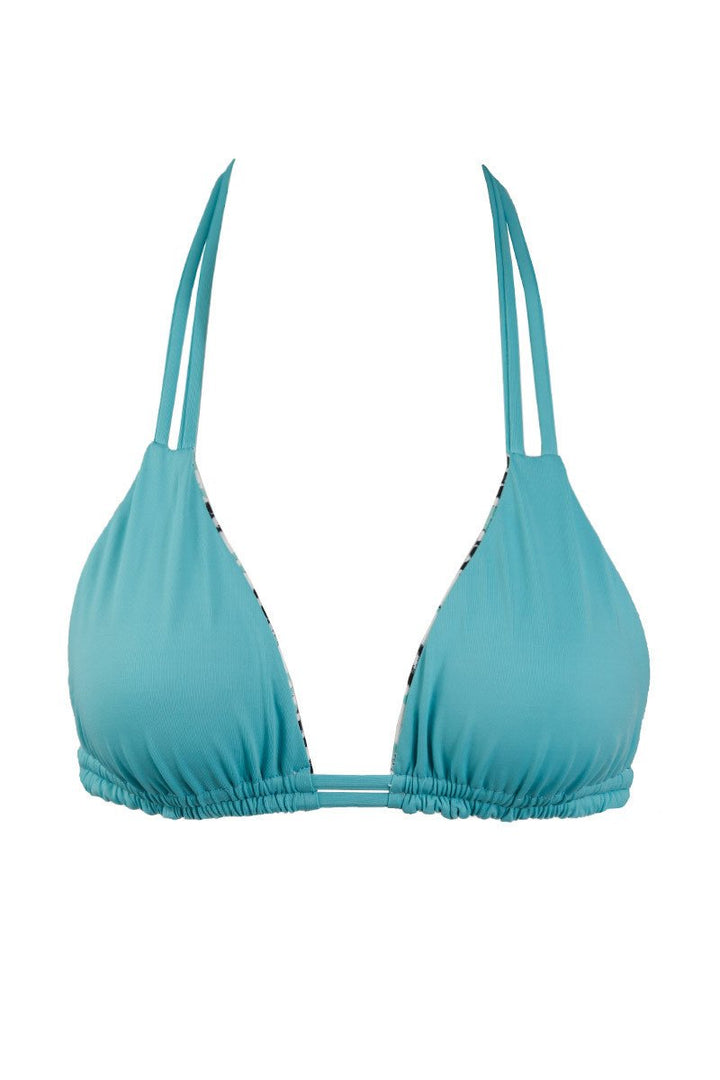 Lotus Top in Reversible Turquoise & Print