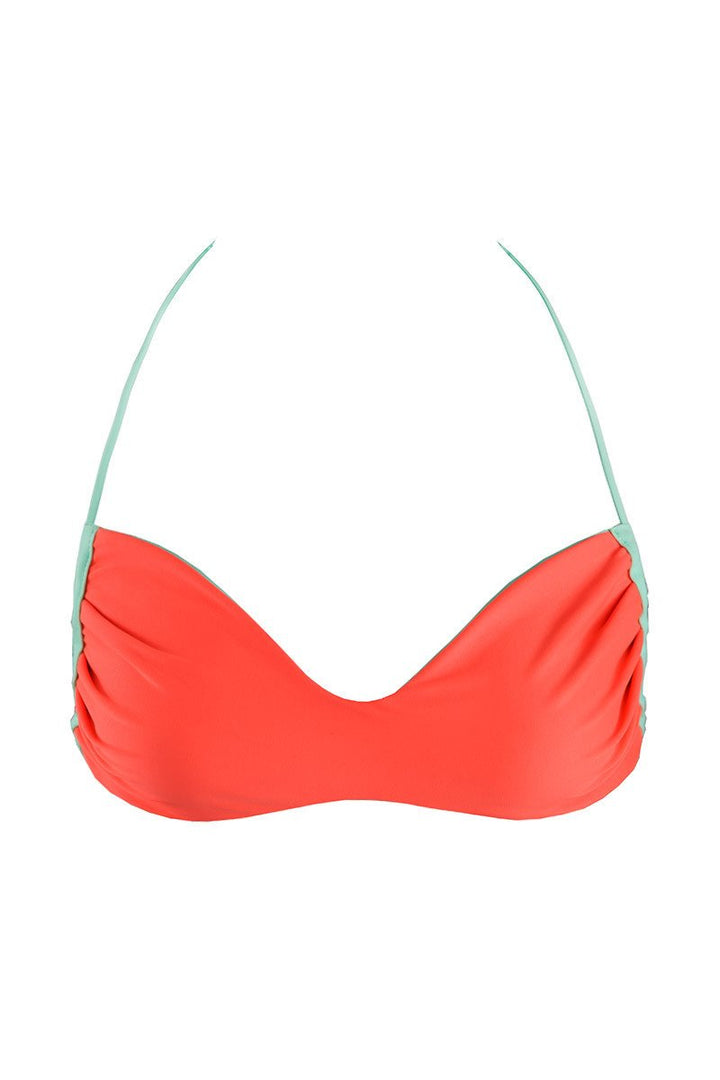 Kovey Swimwear Drifter Bikini Top in Reversible Mint & Coral