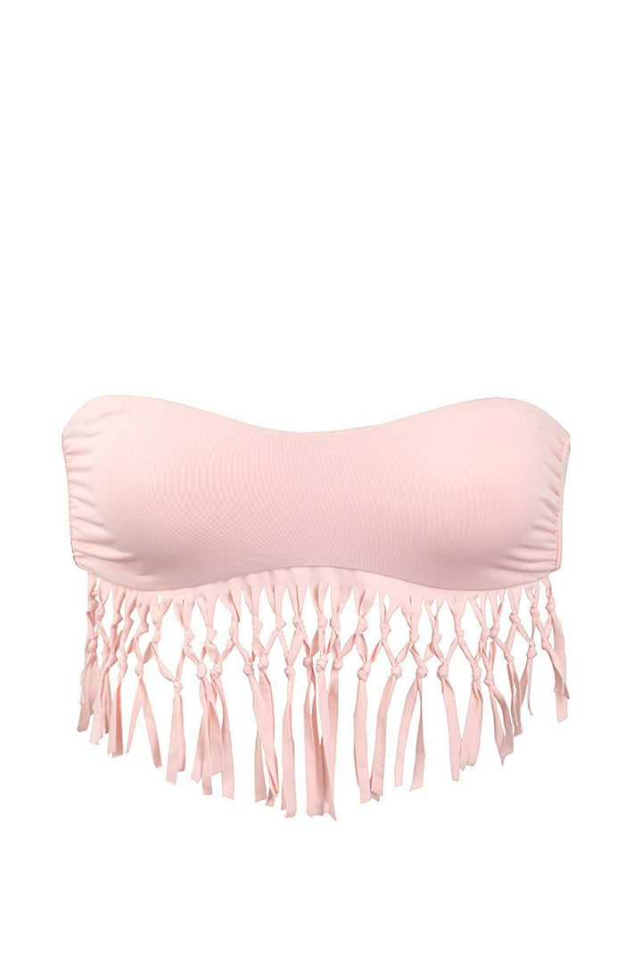 Fringe Bandeau Top in Blush