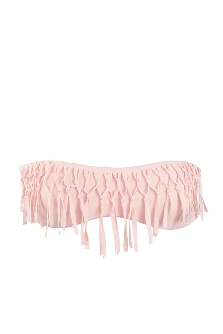Fringe Bandeau Top in Blush