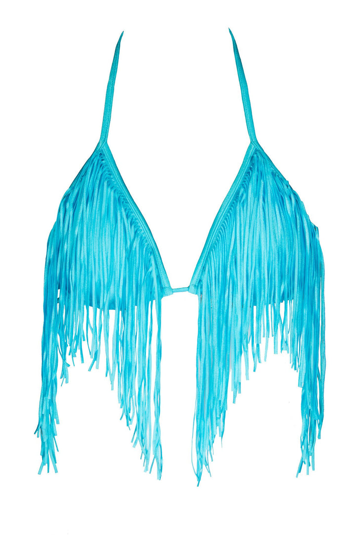 Fringe Top in Aqua Blue