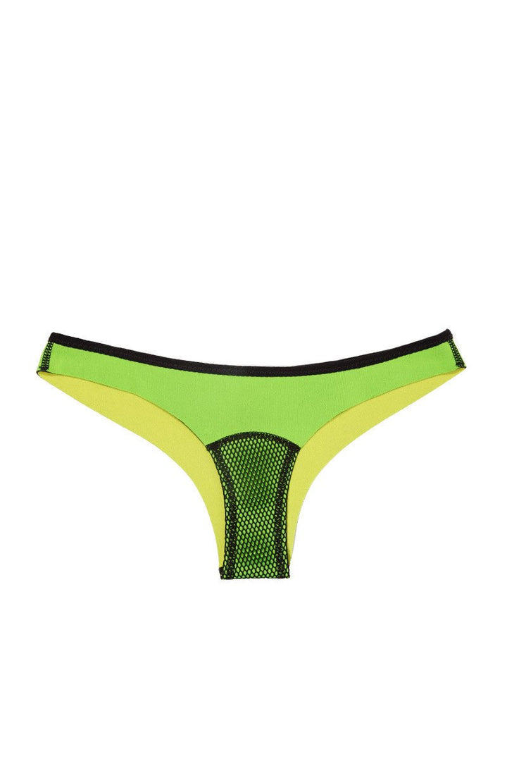 A.T.G. Swimwear Razor Cut Bikini Bottom in Acid Lime