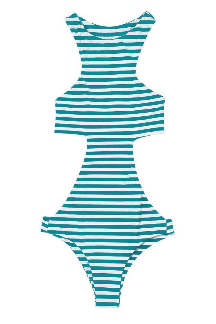 Caribbean Swell Lines, Blue, White, Teal