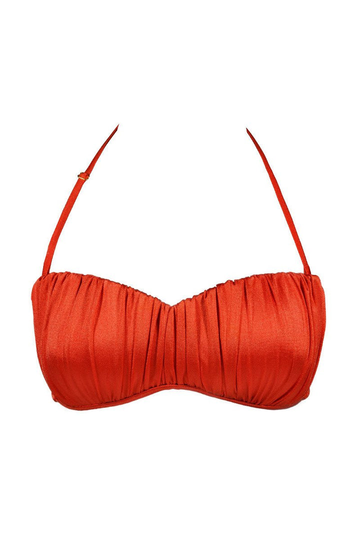 Pleated Bustier Top in Burnt Orange