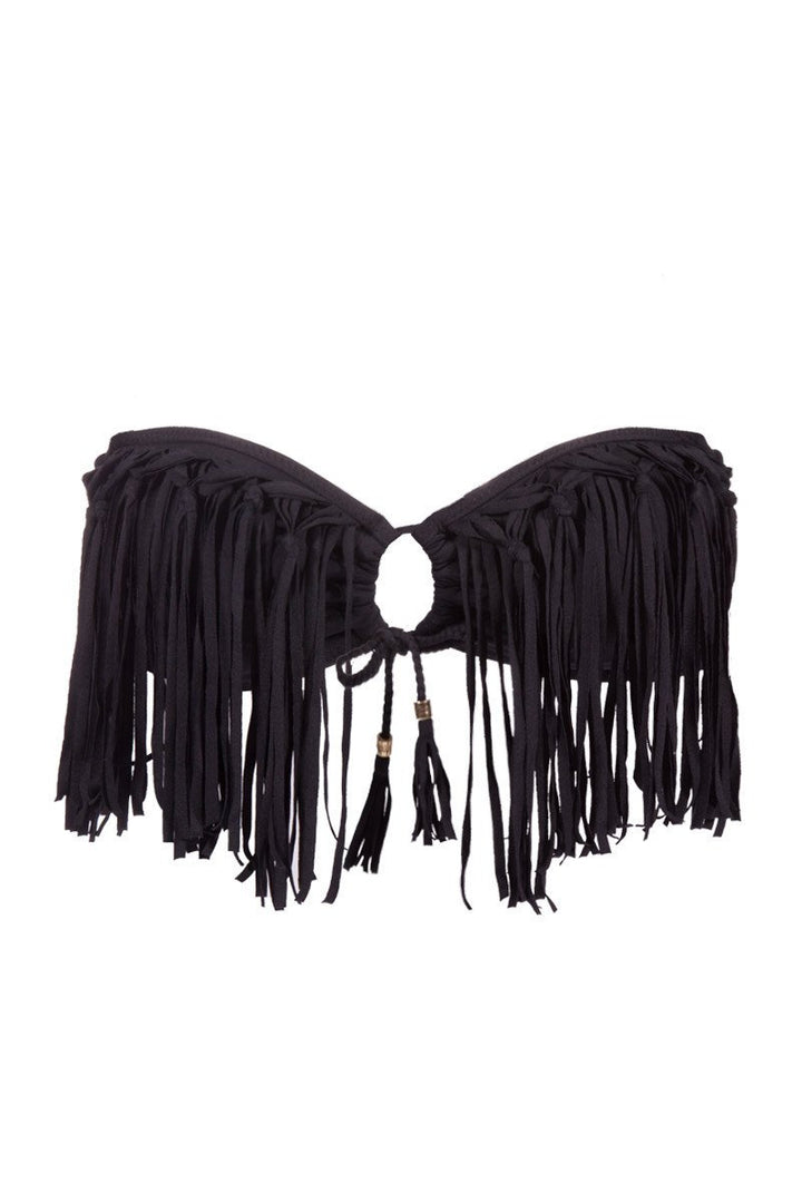 Bali Fringe Bandeau Top in Black