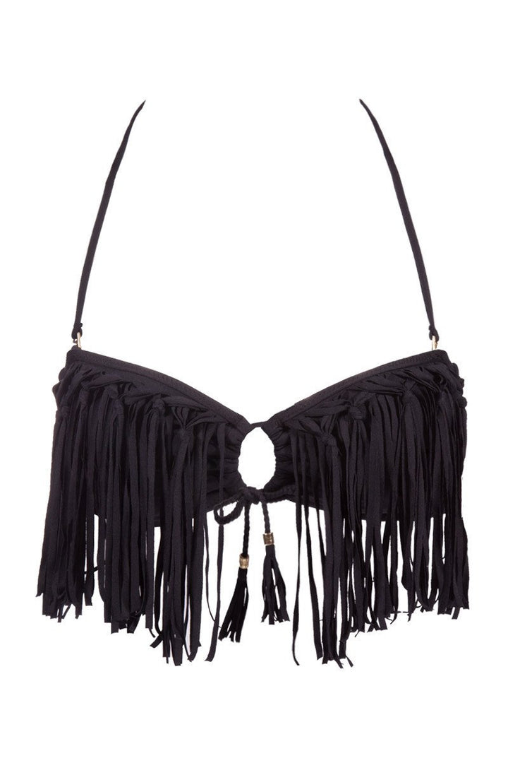 Bali Fringe Bandeau Top in Black