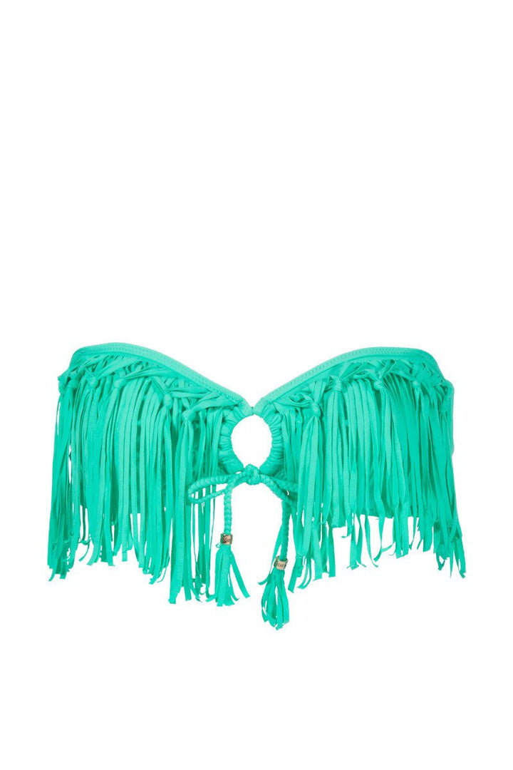 Bali Fringe Bandeau Top in Sea Foam