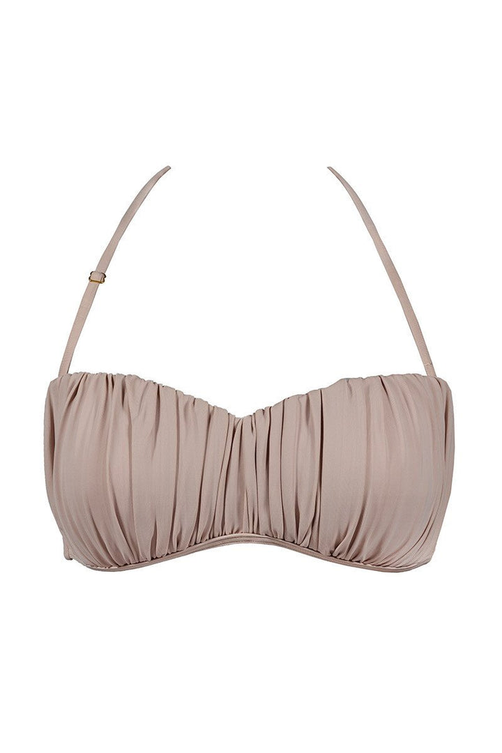 Pleated Bustier Top in Beige