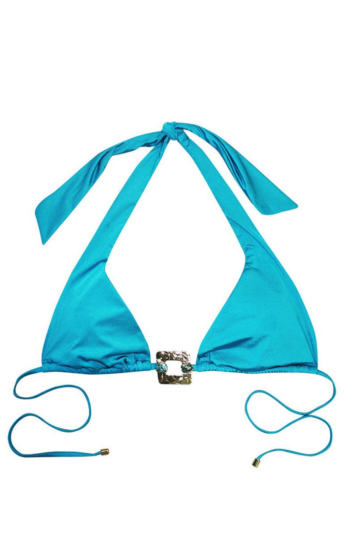 Beach Bunny Swimwear Triple Crown Bikini Top in Capri Blue