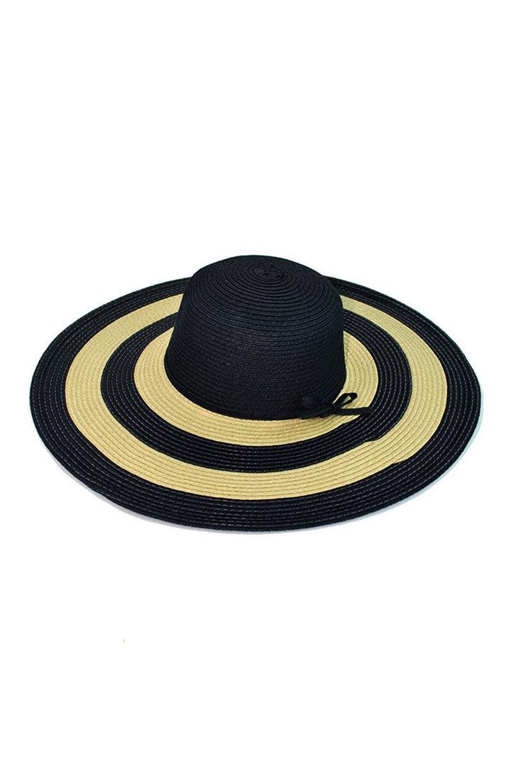 Striped Sun Hat in Black & Tan