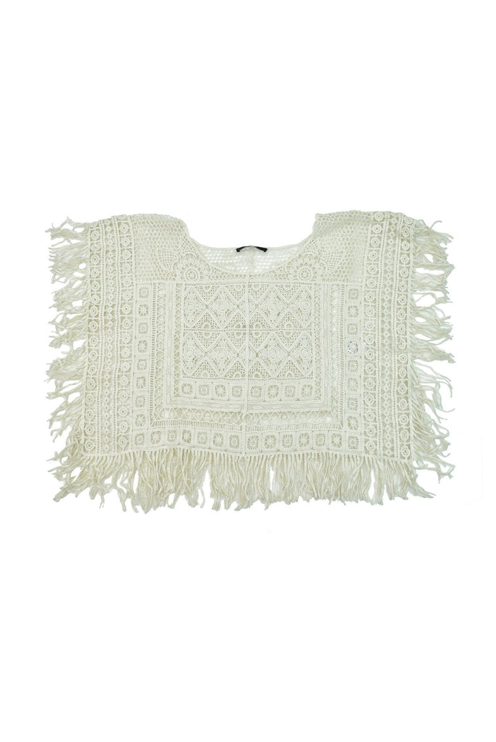 Cropped Poncho in Cream